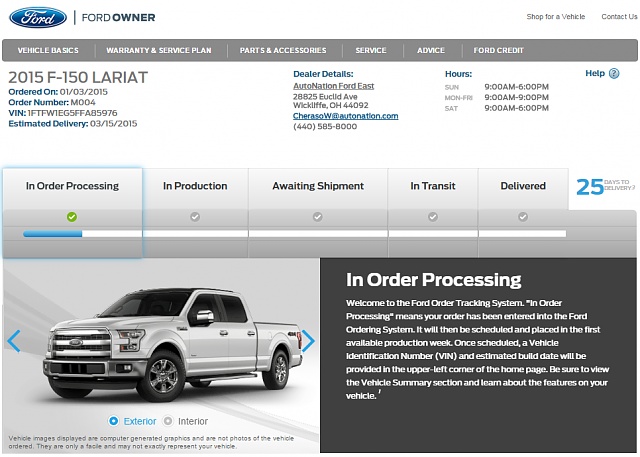 Ford delivery tracking vin #8