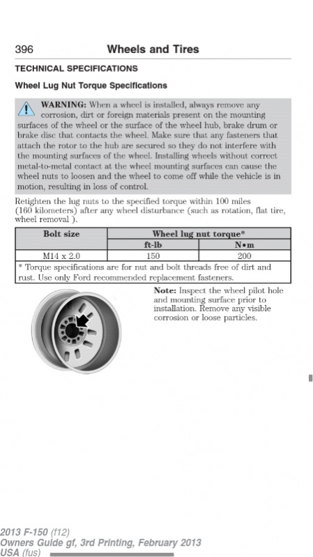 Wheel Lug Torque Settings Ford F150 Forum Community Of Ford Truck Fans