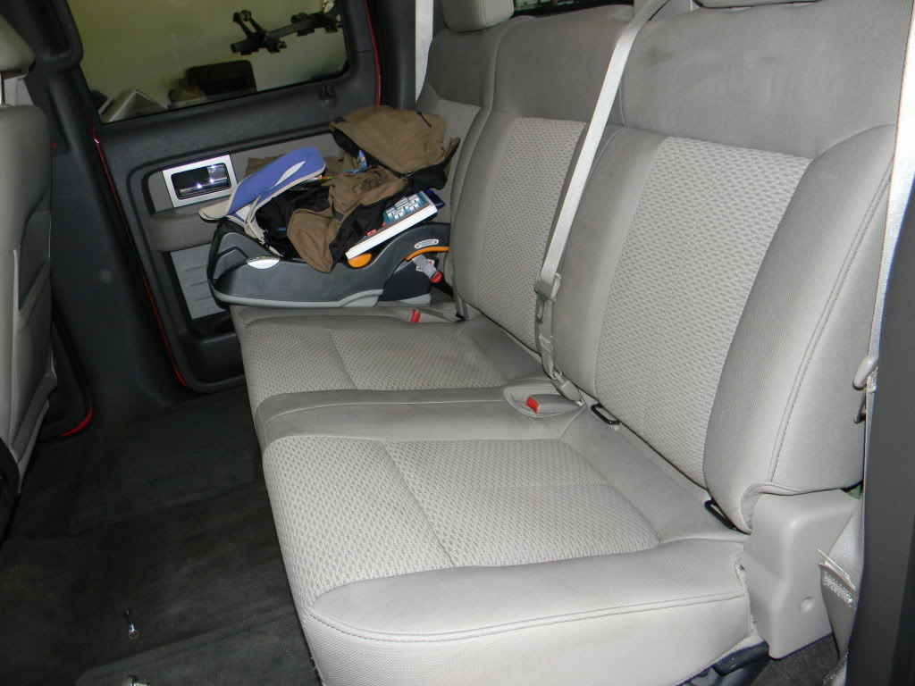 How to fold down rear seat back on 2009-20014 Ford F-150 Super Crew 
