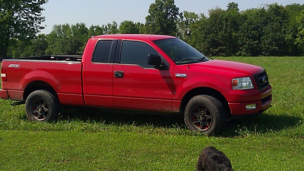 Red ford f150 with black rims #5